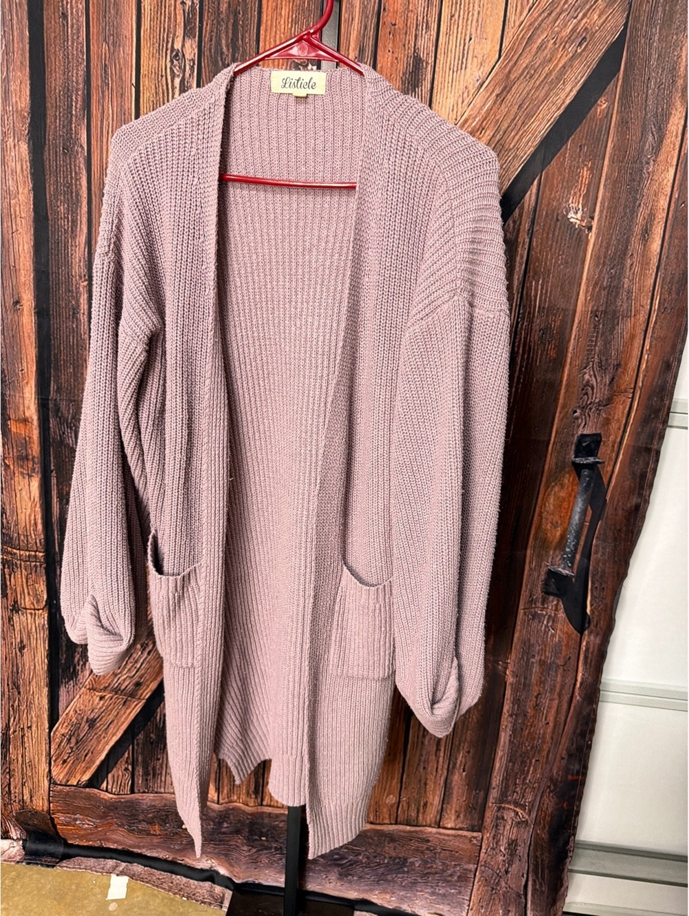 Listicle Medium Mauve Knit Open Front Cardigan Sweater